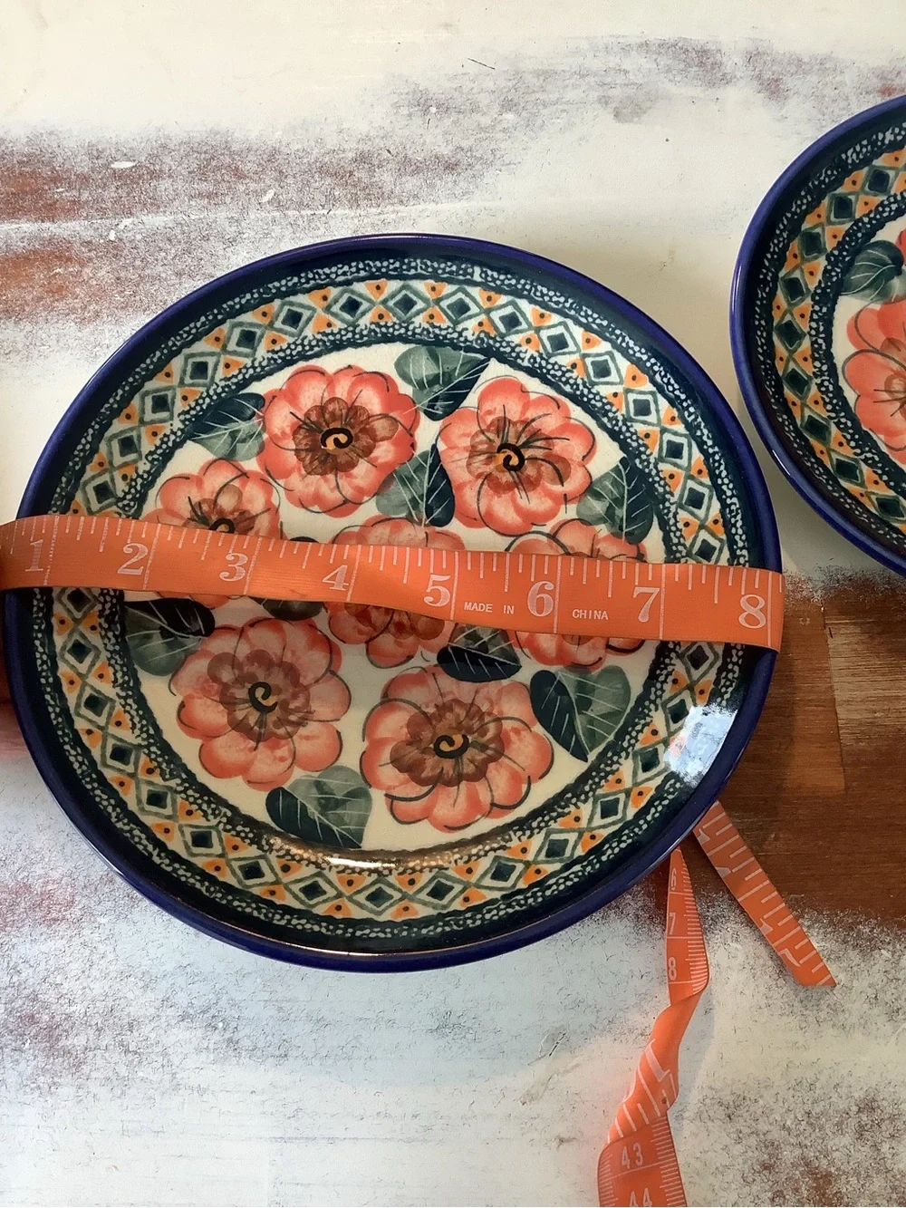 Set Of 3 Three UNIKAT Polish Pottery Plates Floral